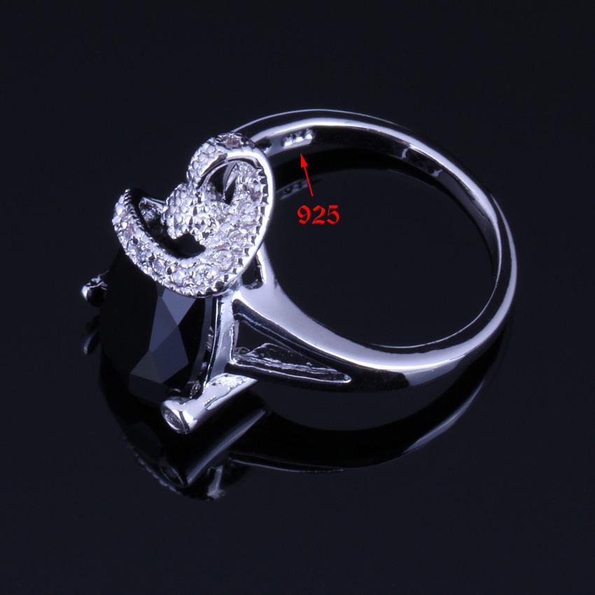 Изображение товара: Поглощающий черный кубический цирконий Посеребренные Ювелирные наборы серьги кулон цепь кольцо V0238