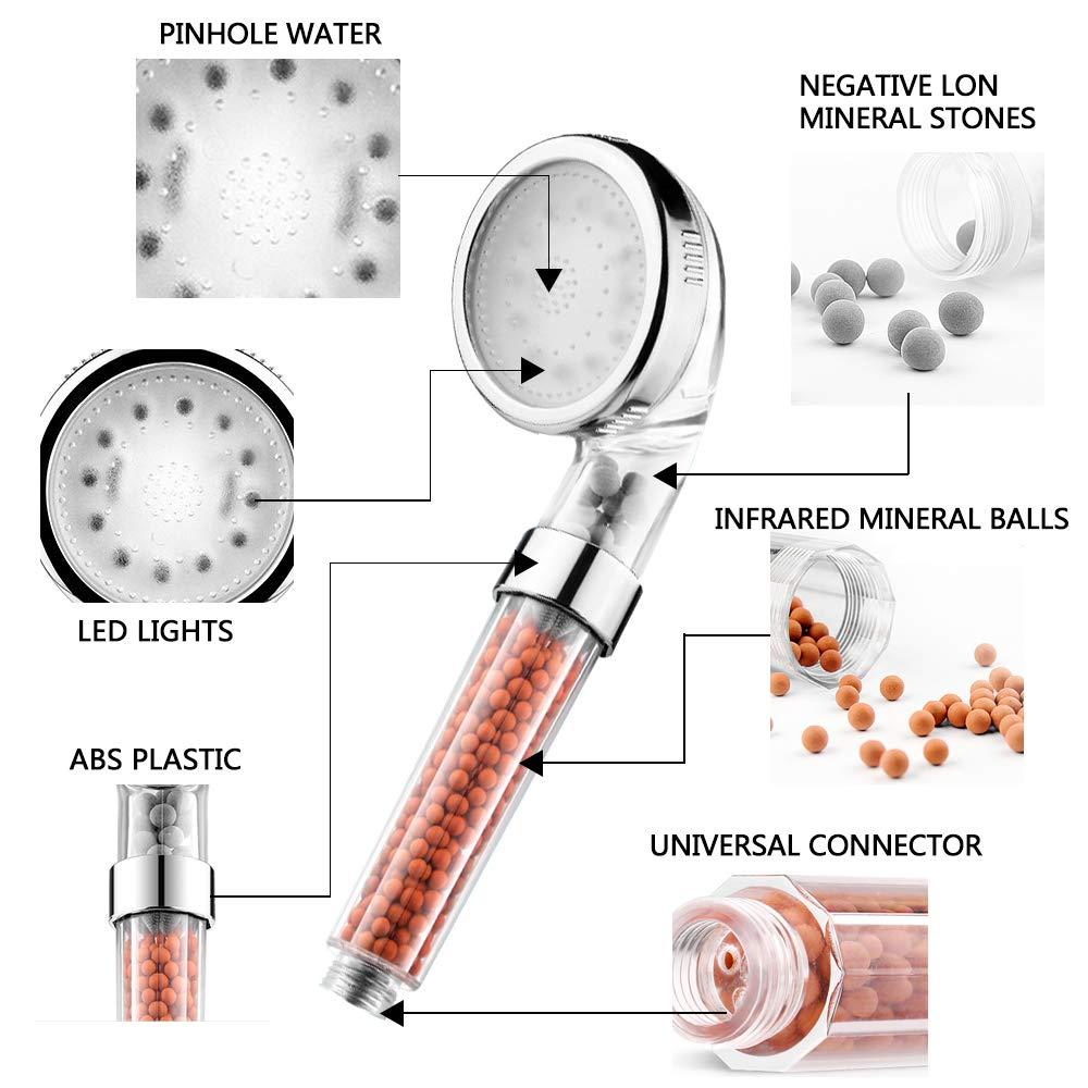Изображение товара: Zloog светодиодный 7 цветные огни изменение насадки для душа без батареи автоматический ионный фильтр камень ливневая насадка для душа и ванной