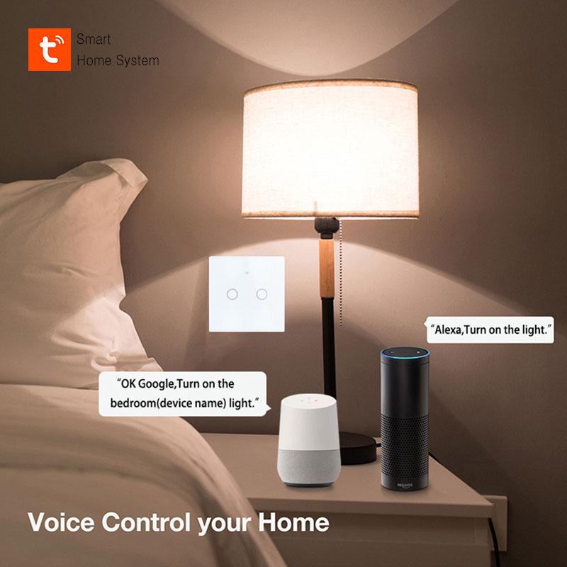 Изображение товара: Элегантный настенный сенсорный выключатель Tuya/Smart Life стандарта ЕС/США, 1/2/3 клавиш, 1 канал, Wi-Fi, для Google Home, Amazon Alexa, голосовое управление