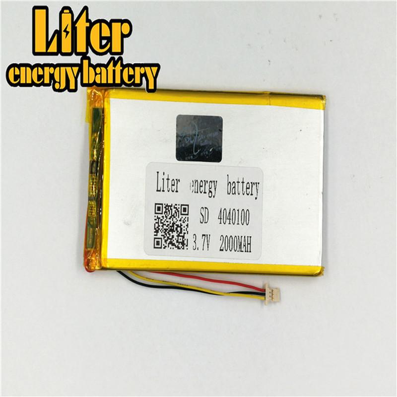 Изображение товара: 1.0MM 3pin connector 4040100 3.7V 2000mah Lithium Polymer Battery for polymer lithium ion  Battery Replacement Tablet PC Battery