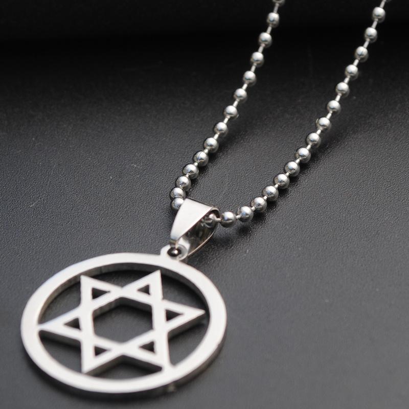 Изображение товара: 10 ожерелье с эмблемой из нержавеющей стали, с геометрическим перекрытием, треугольник, шестиконечная звезда, магический символ, очаровательные ювелирные изделия