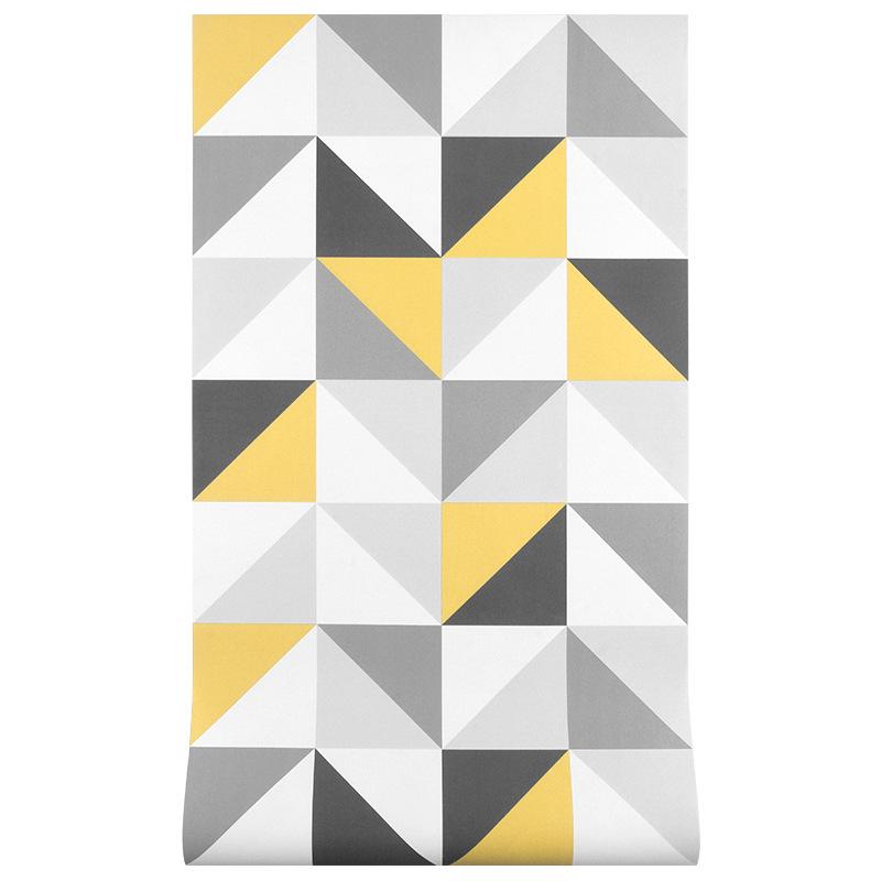 Изображение товара: 3D обои в скандинавском стиле, с геометрическим рисунком, свежий кремово-желтый серый треугольник, для гостиной