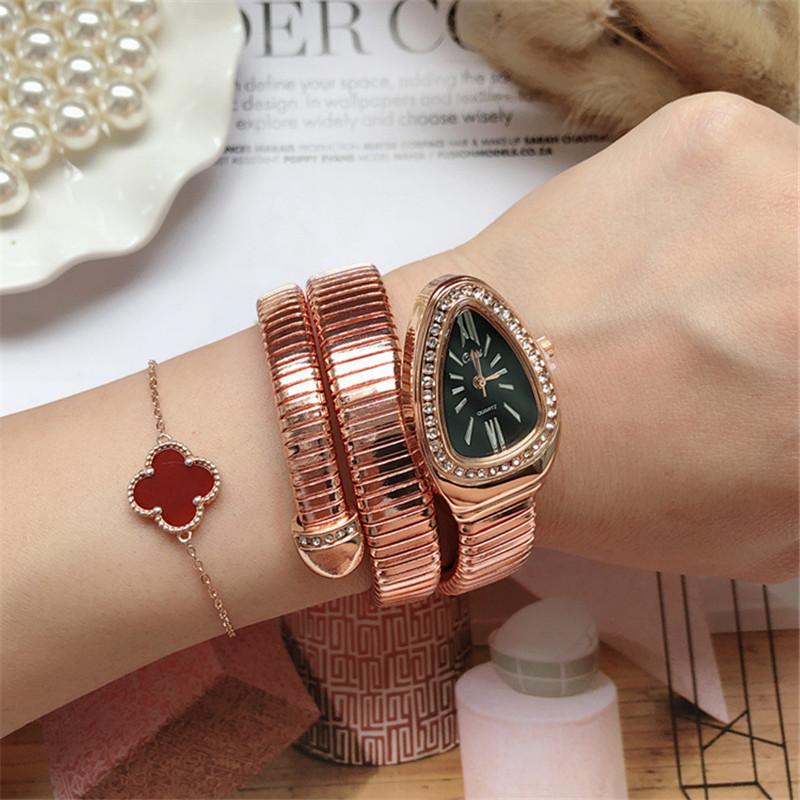 Изображение товара: Часы CUSSI-змея, женские золотые часы, роскошные брендовые кварцевые наручные часы, женские часы с браслетом и бриллиантами, женские часы, подарок, 2019