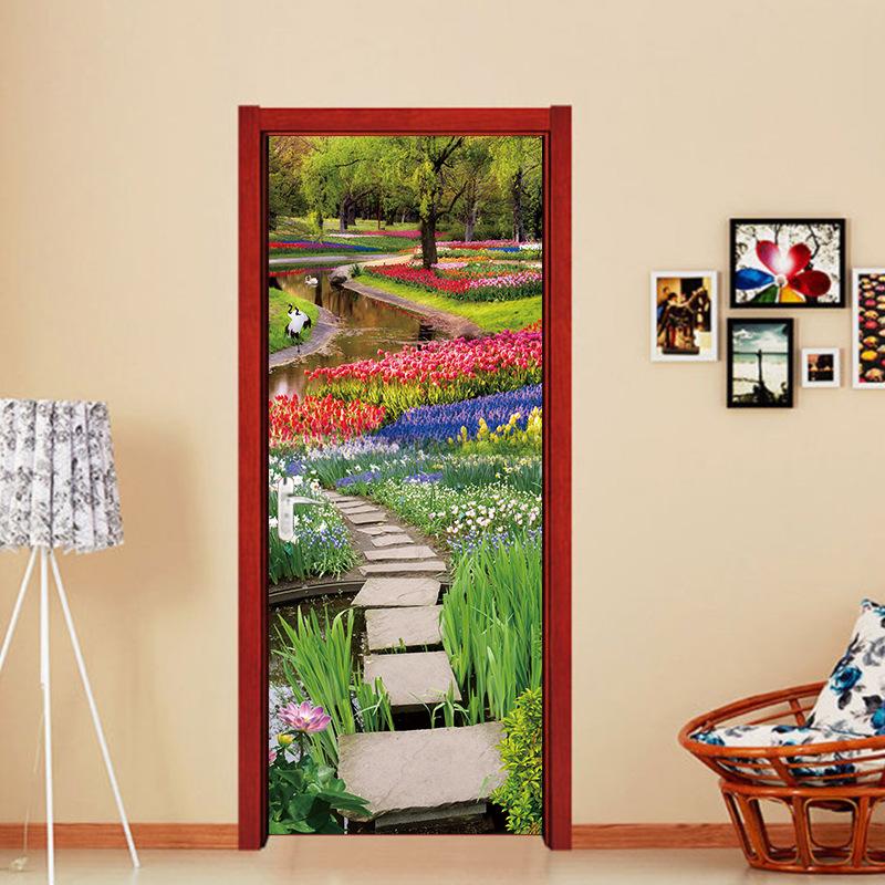 Изображение товара: Садовая искусственная трава, дверь, настенная наклейка, сделай сам, спальня, домашний декор, плакат, ПВХ Фреска