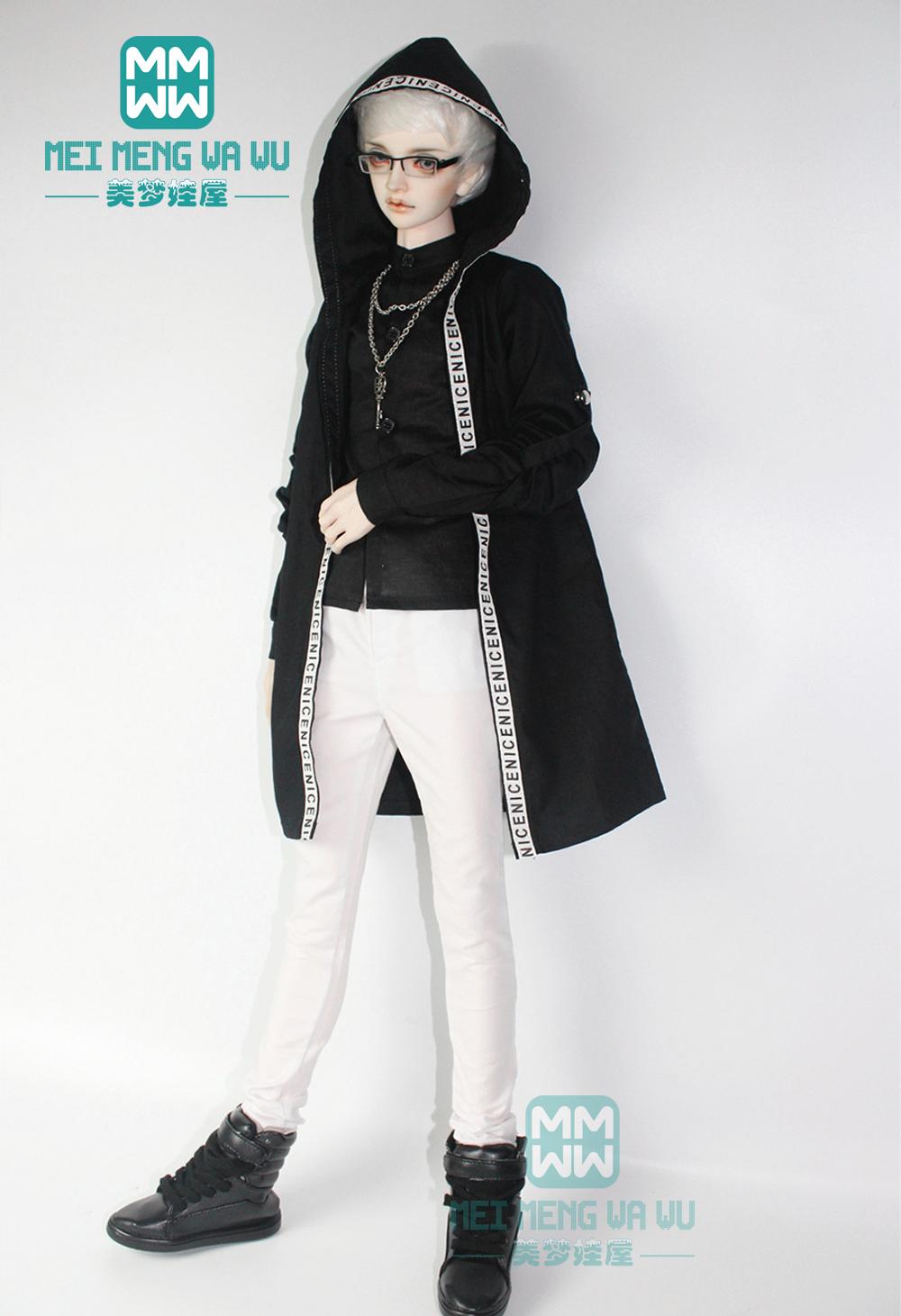 Изображение товара: Одежда для кукол BJD 60-70 см, черная рубашка для шарнирных кукол, пальто с надписью, брюки