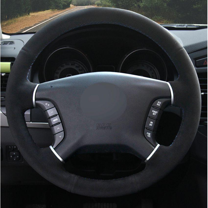 Изображение товара: DIY черный замшевый ручной прошитый чехол рулевого колеса автомобиля для Mitsubishi Pajero 2007-2014 Galant 2008-2012