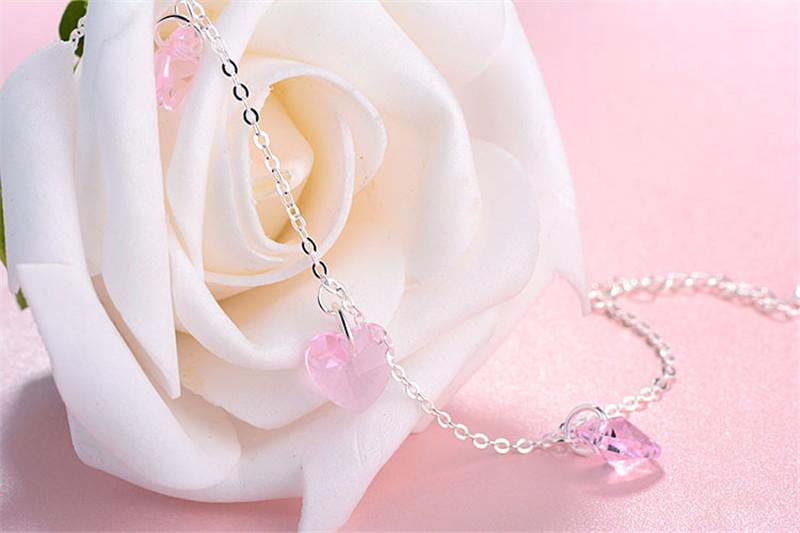 Изображение товара: Женский браслет с розовым сердцем Everoyal, ювелирное изделие из стерлингового серебра 925 пробы, аксессуары для женщин