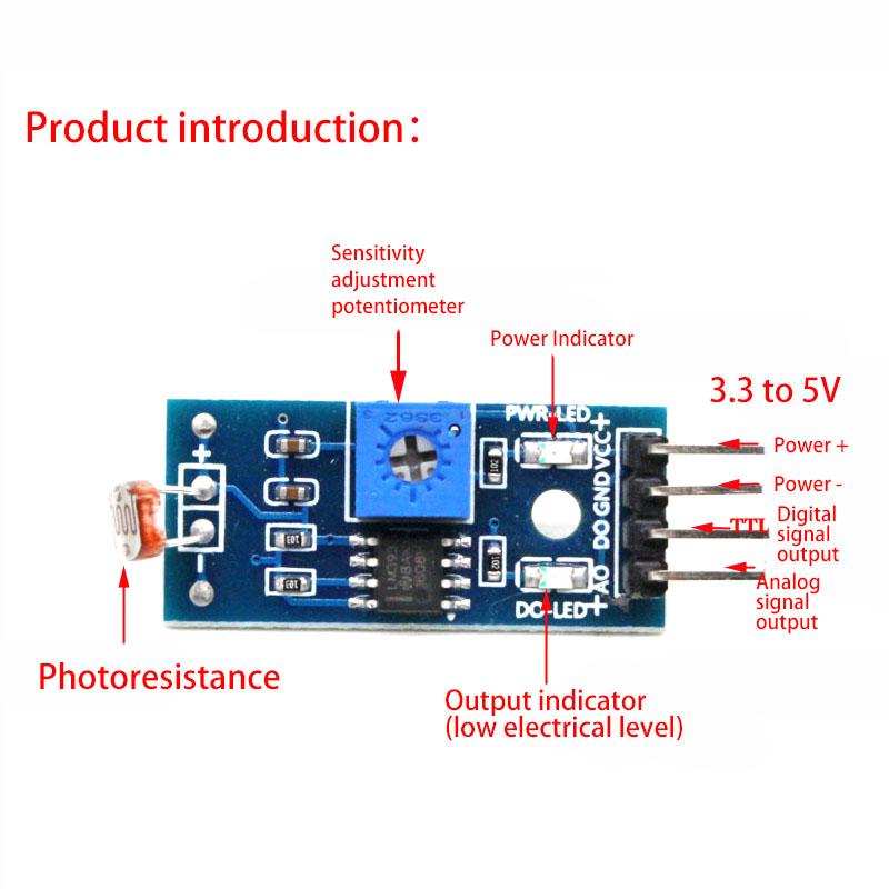 Изображение товара: 4-контактный Модуль датчика фоторезистора датчик обнаружения света 4 фута для Аксессуары для умной машины для Arduino