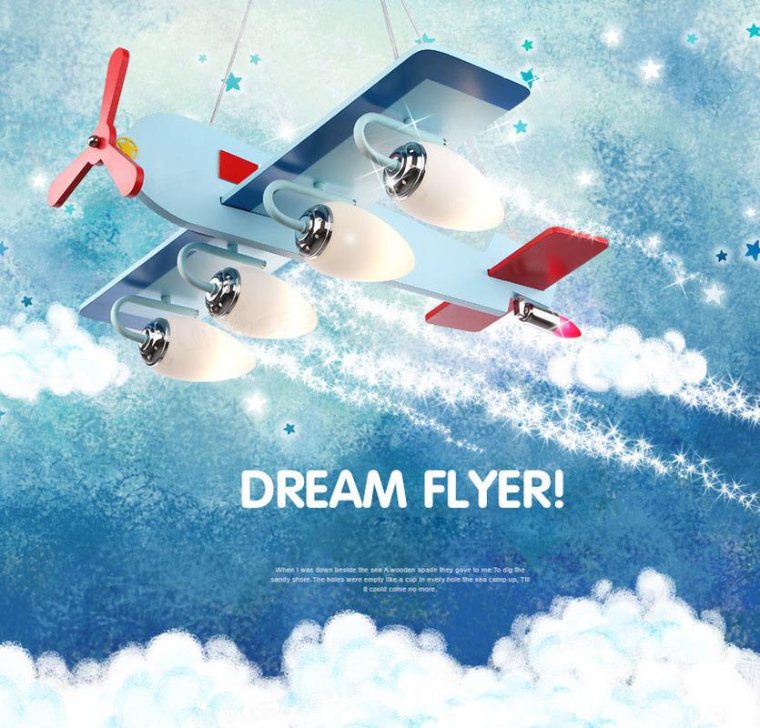 Изображение товара: Люстра, светодиодная с изображением модели самолета, для детской комнаты