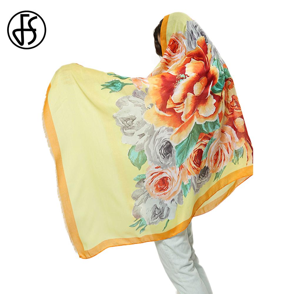 Изображение товара: FS Мода индийские платки шарф цветочный принт хлопок Шелковый головной шарфы для женщин уличная дамы платки хиджаб с кисточкой женщин 2019