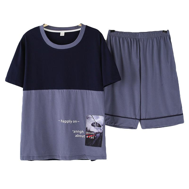 Изображение товара: Женские и мужские новые летние хлопковые корейские шорты с коротким рукавом удобные дышащие повседневные пижамные комплекты из двух предметов пижамы