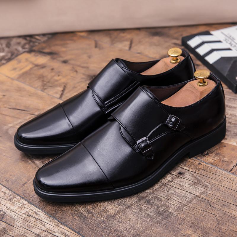 Изображение товара: 2019 мужские деловые туфли, оксфорды, роскошные брендовые кожаные модельные туфли, большой размер 38-48, дизайнерские мужские туфли дерби на плоской подошве, повседневные туфли-монки