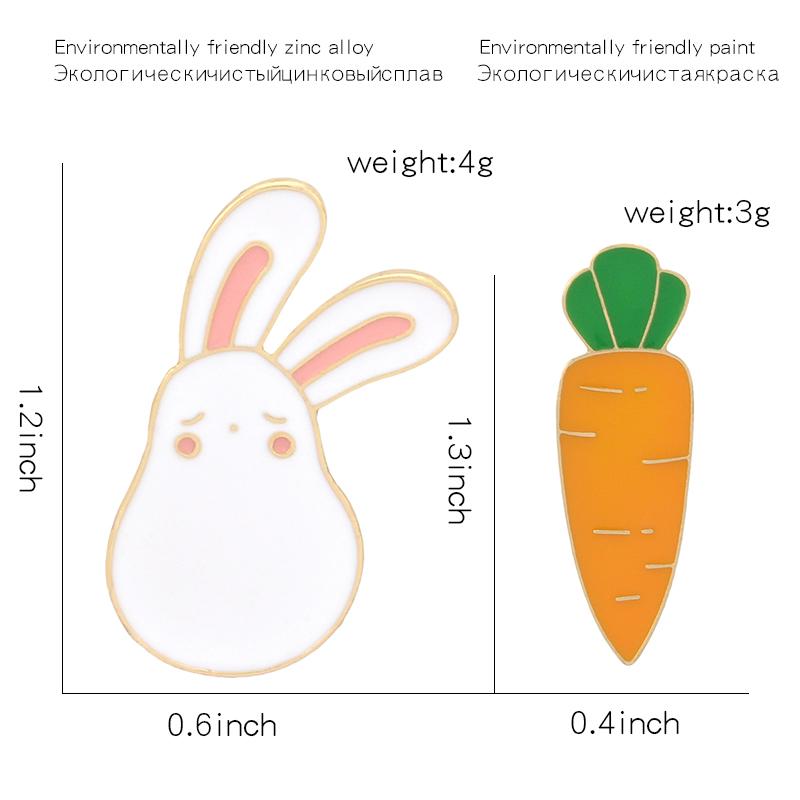 Изображение товара: Эмалированная булавка в виде кролика, моркови, мультяшная булавка на лацкан, значок, ювелирное изделие, броши в виде животных, растений, Женские аксессуары, подарок для милых девушек