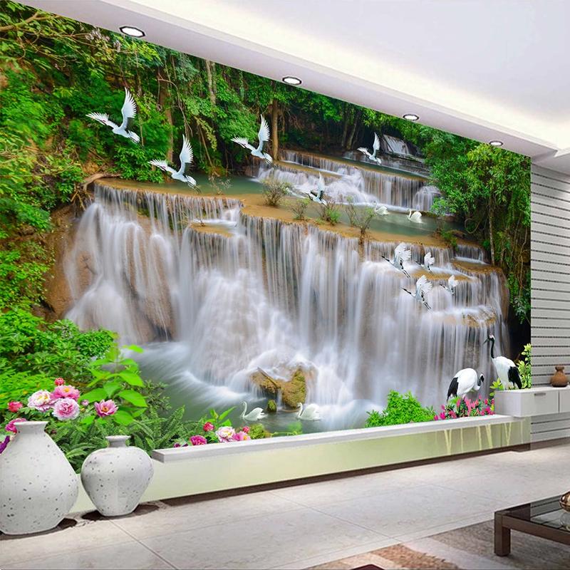 Изображение товара: Пользовательские 3D фото обои водопад пейзаж Водонепроницаемый самоклеющиеся обои Papel де Parede гостиная спальня задний план стены