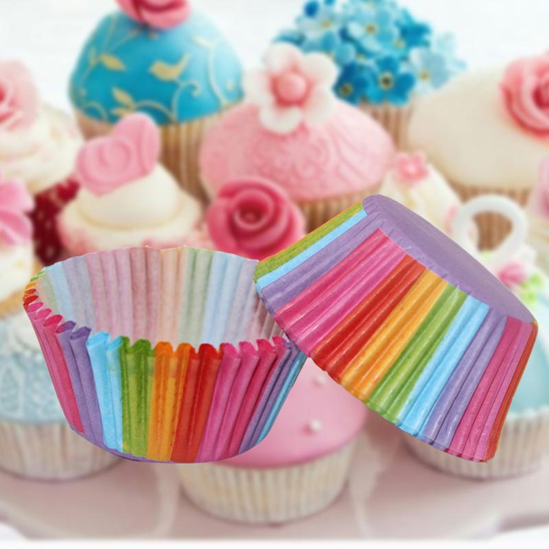 Изображение товара: Горячая Распродажа 80 шт./компл. Радужный бумажный стаканчик для торта, милые маффины, конфеты для кухни, лотки для выпечки