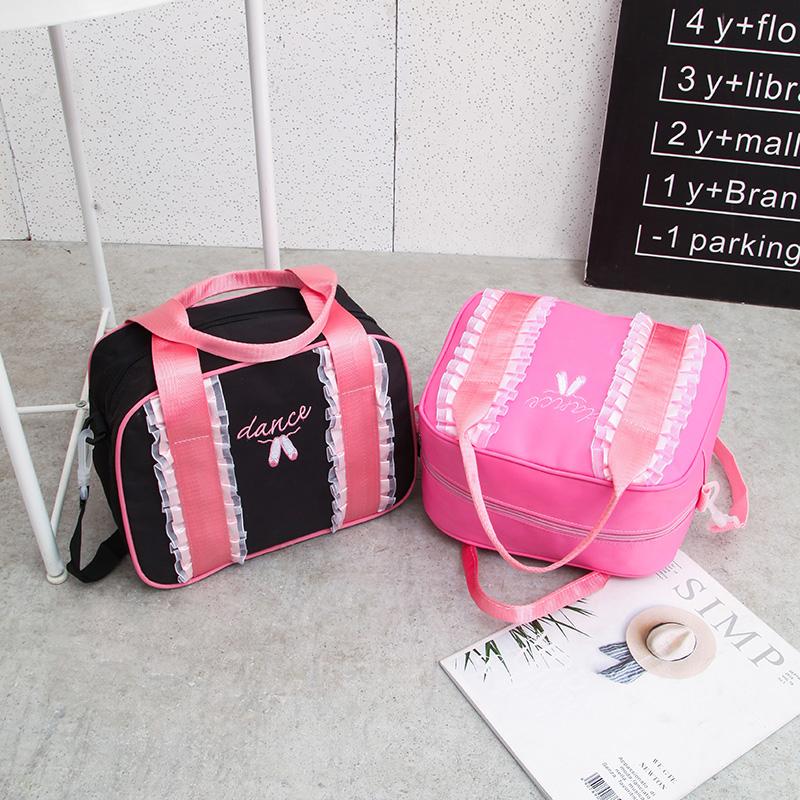Изображение товара: Холщовая балетная сумка для девочек, детские танцевальные сумочки черного и розового цветов для девочек