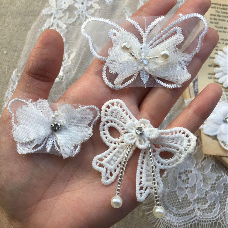 Изображение товара: 3D бусины цветок Цветочная вышитая кружевная ткань аппликация нашивки свадебное платье Пришивание на рукоделие сделай сам