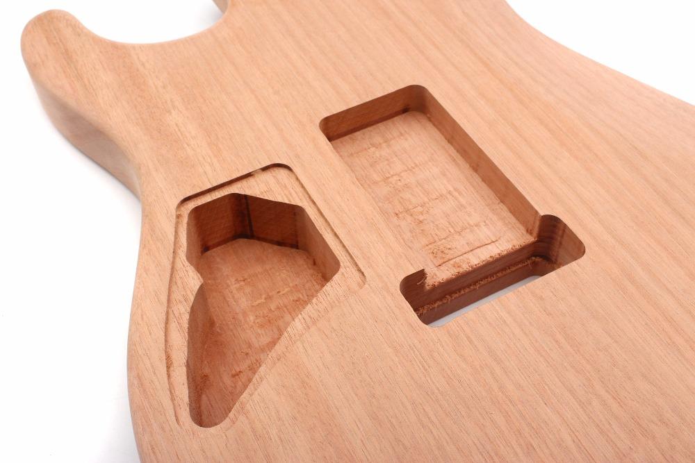 Изображение товара: Необработанный корпус гитары HH, необработанный цельный, из красного дерева, для самостоятельной сборки электрогитары
