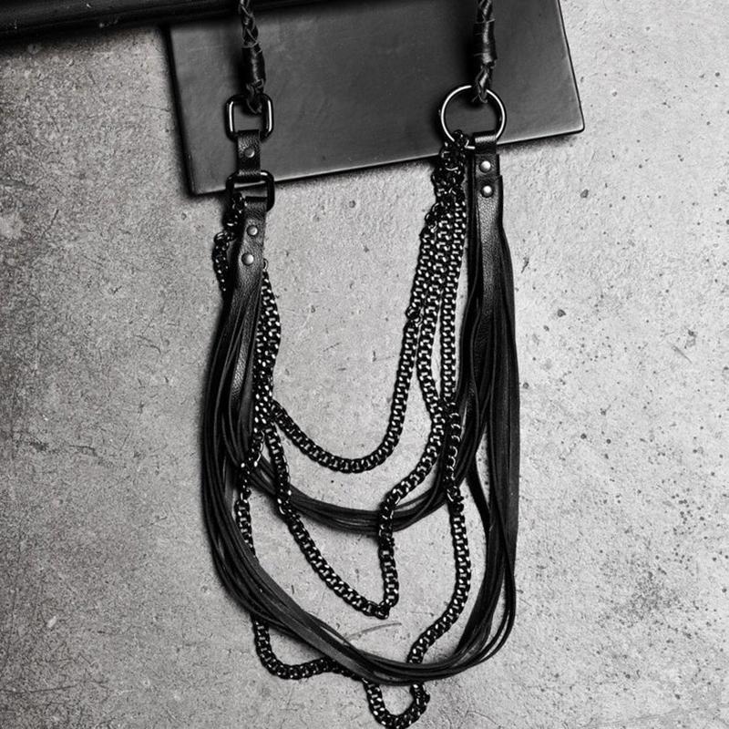 Изображение товара: Женское длинное кожаное ожерелье YD & YDBZ, дизайнерское ожерелье ручной работы с подвеской, кожаная цепочка и чокер в стиле панк