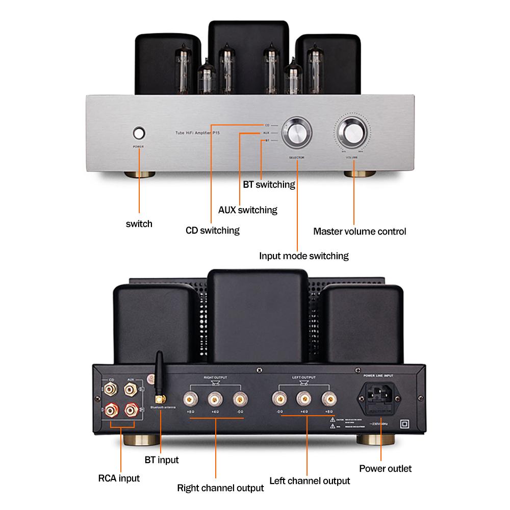 Изображение товара: Трубчатый домашний усилитель мощности royange 6P15, 6H1N, 6P15 усилитель клапанной трубки, Bluetooth, односторонний Стереоусилитель мощности 2,0 класса А