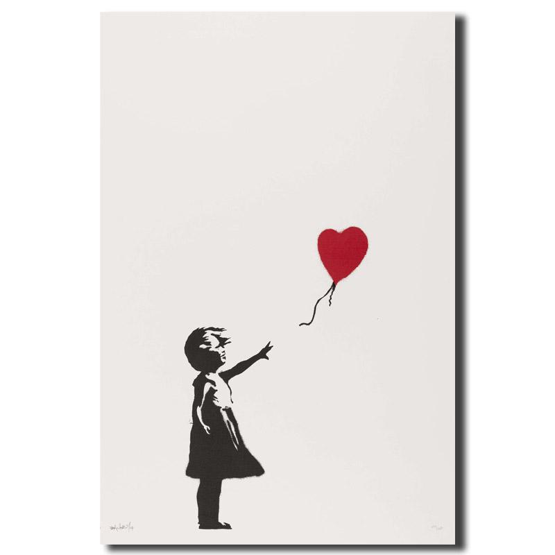 Изображение товара: Девушка с красным воздушным шаром, уличное искусство, холст, живопись, печать, декор гостиной, Современная картина маслом на стену, плакат, картина для салона, художественное оформление
