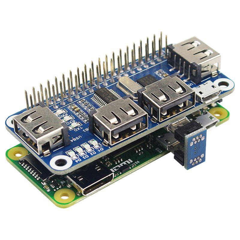 Изображение товара: 4 порта usb-хаб HAT для Raspberry Pi 3 / 2 / Zero W удлинительная Плата USB/UART для последовательной отладки, совместимая с USB2.0/1.