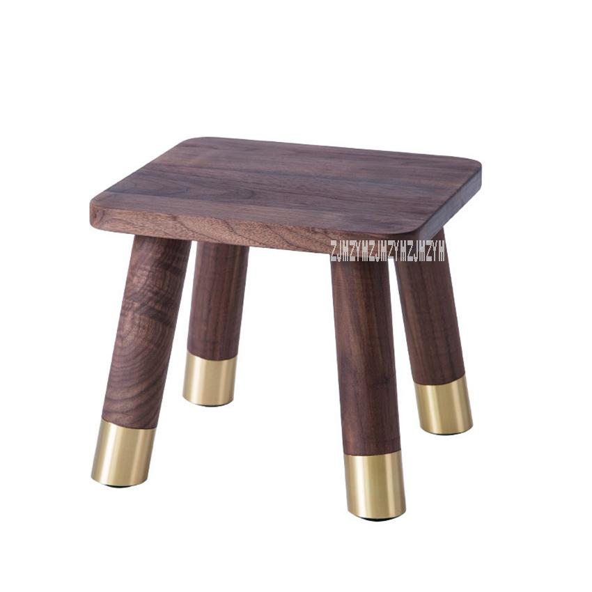 Изображение товара: Деревянная скамейка HT018, низкий стул из цельной древесины, детский стул для смены обуви, латунные аксессуары, шипы и врезные конструкции