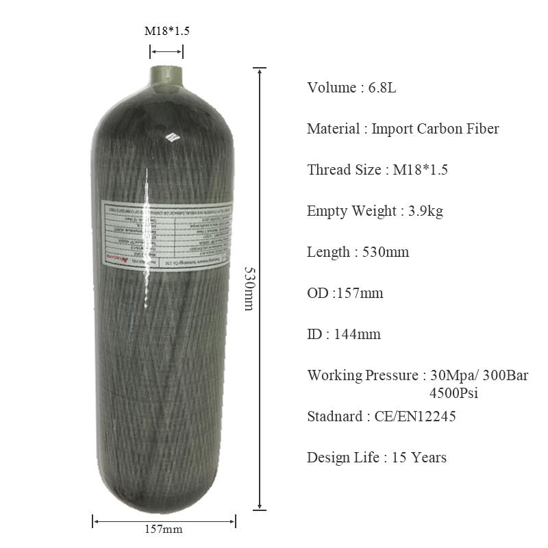 Изображение товара: Бак для пейнтбола AC16811, Pcp высокое давление л, баллон из углеродного волокна