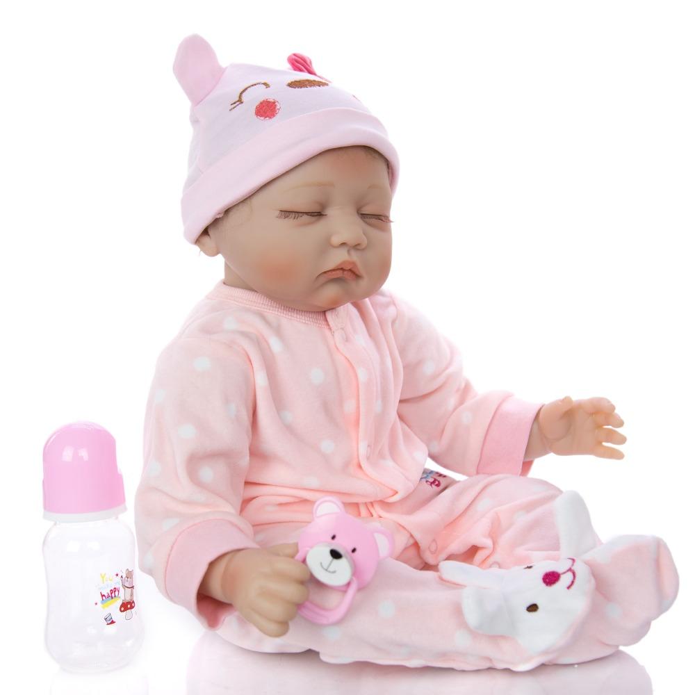 Изображение товара: Мягкие куклы Новорожденные 22 дюйма 55 см и розовая шляпа, силиконовая кукла новорожденный, модные игрушки для девочек, кукла для детей, горячая распродажа, подарок