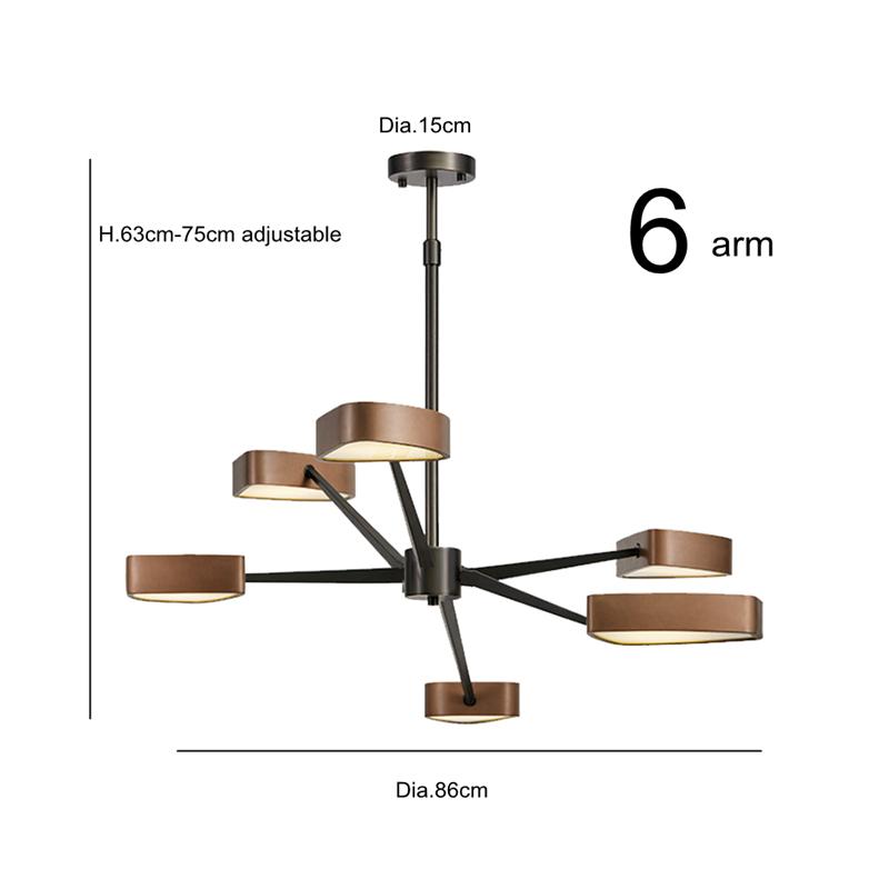 Изображение товара: Современный простой светодиодный подвесной светильник, 6 Arm, металлический корпус с рисунком, прямая лампа, светодиодный светильник теплого белого цвета для гостиной, детской комнаты, украшение для дома