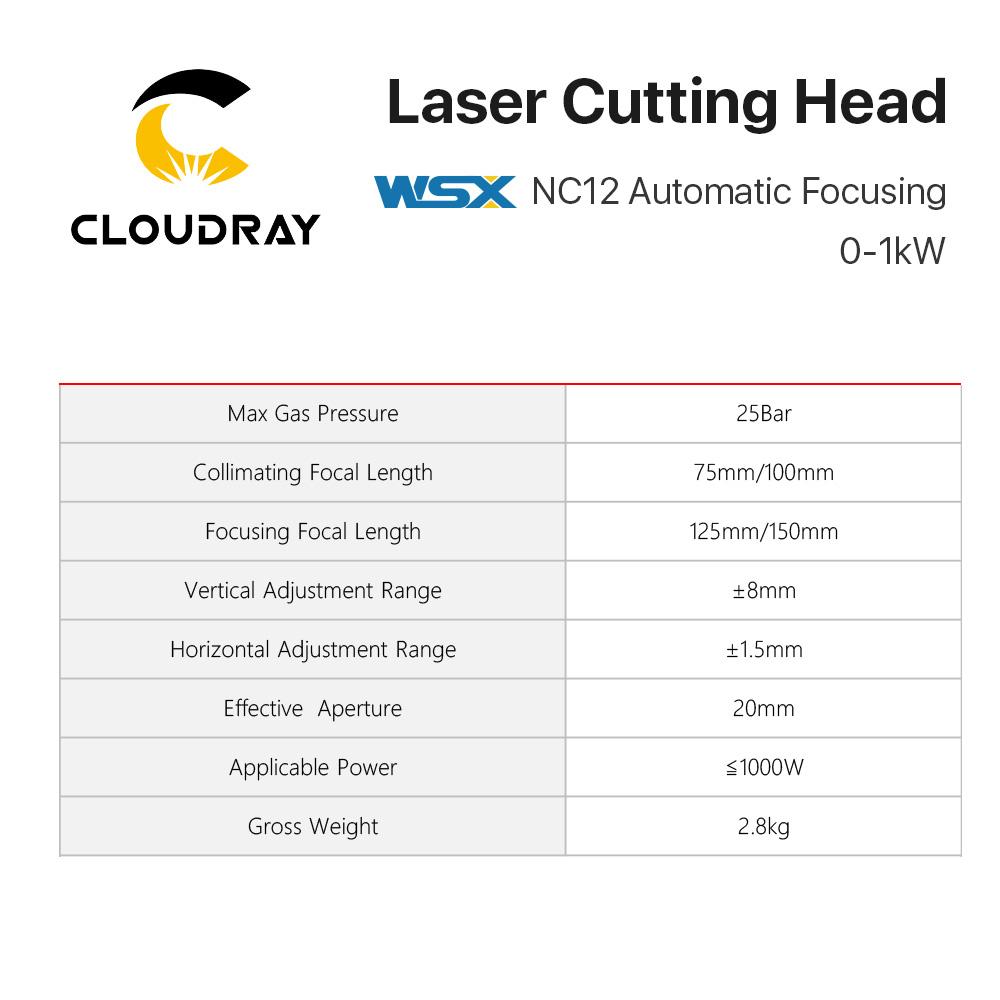 Изображение товара: Волоконная Лазерная режущая головка Cloudray WSX 0-1 кВт NC12 с автоматической фокусировкой 1000 Вт для резки металла