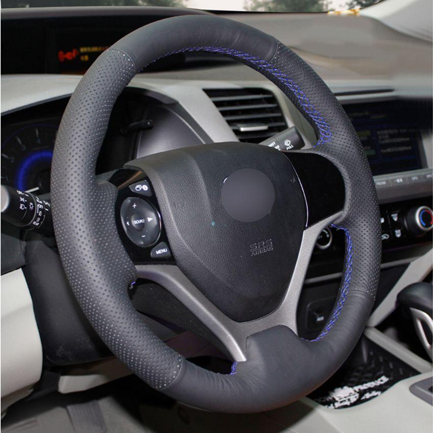 Изображение товара: Оплетка рулевого колеса, черная искусственная кожа Чехол рулевого колеса автомобиля для Honda Civic, Civic 9 2012-2015