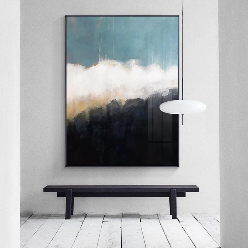 Изображение товара: Современная Абстрактная Картина Пейзаж на холсте модные синие Черные плакаты и принты настенные картины для гостиной домашний декор