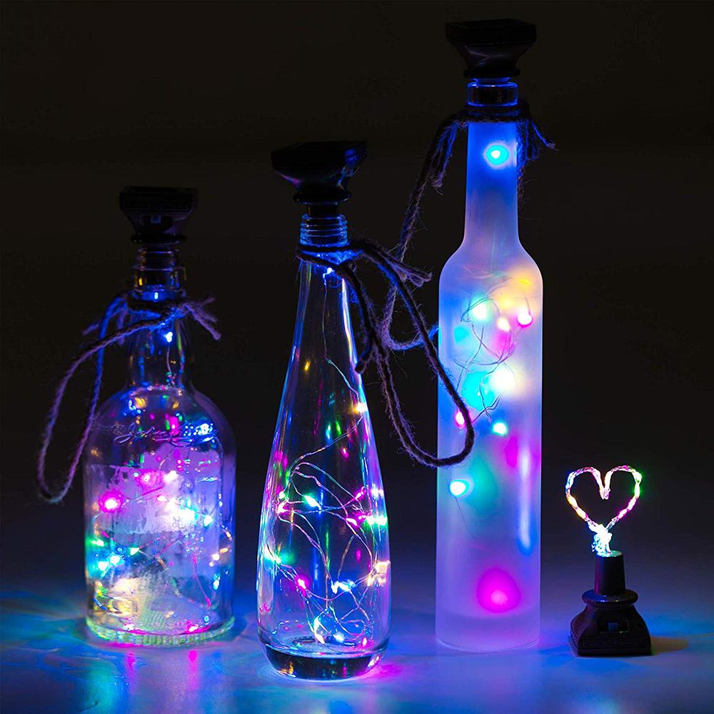 Изображение товара: 1 шт. 2 м 20 светодиодный s солнечные светильники в форме винных бутылок водонепроницаемый медный провод в форме пробки светодиодный струнный свет для свадебной вечеринки Рождество