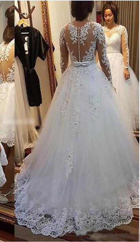 Изображение товара: Robe De Mariage 2019 кружевное бальное платье свадебное платье Свадебные платья с жемчугом v-образным вырезом с открытыми плечами Vestido De Noiva Casamento