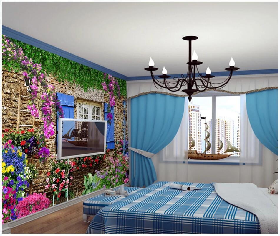 Изображение товара: WDBH пользовательские фото 3d обои в европейском стиле кирпичная стена теплый маленький сад домашний декор гостиная обои для стены 3 d