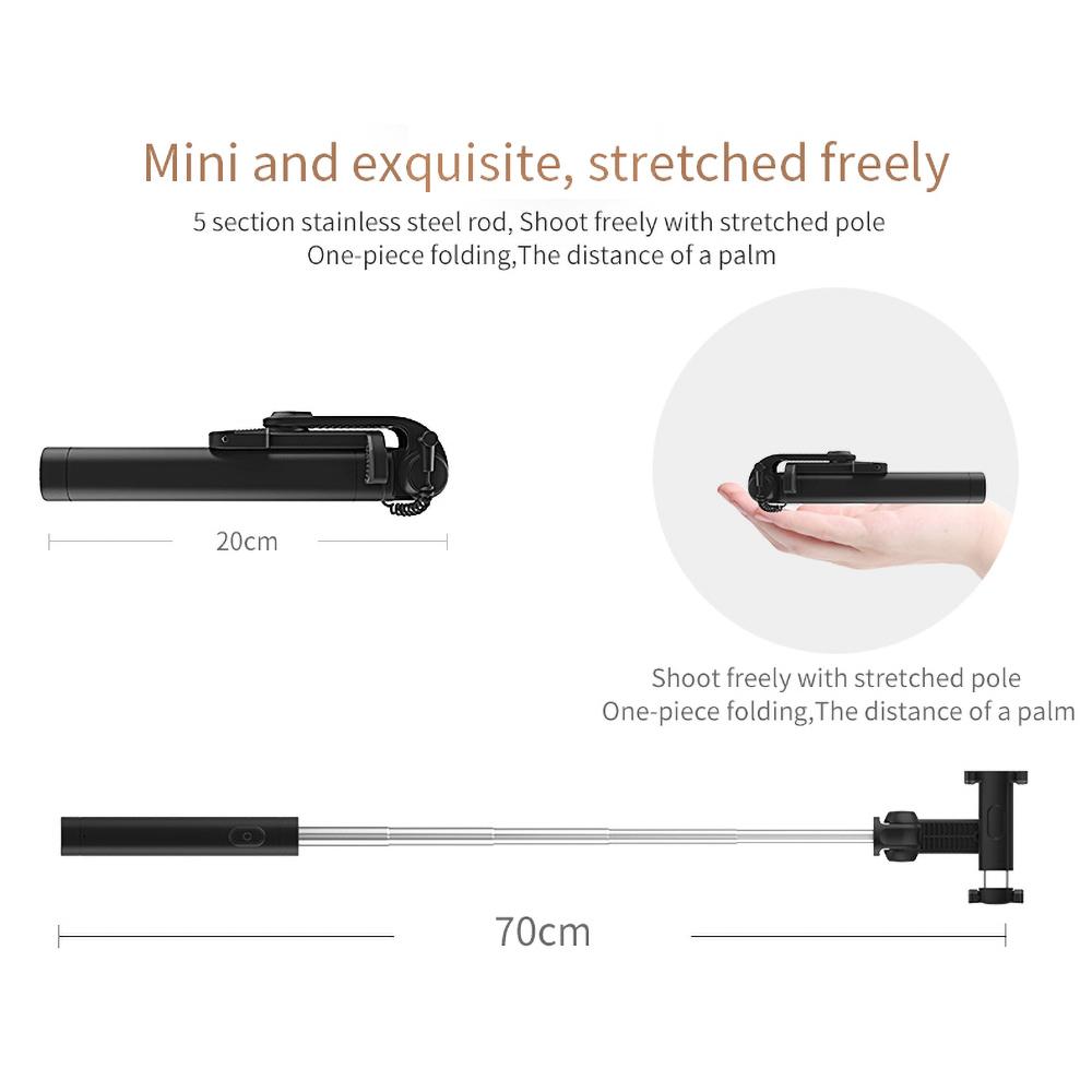 Изображение товара: Мини селфи палка 3,5 мм кабель AUX с пультом дистанционного управления Выдвижной ручной штатив для селфи 360 градусов Регулируемый для IPhone Android
