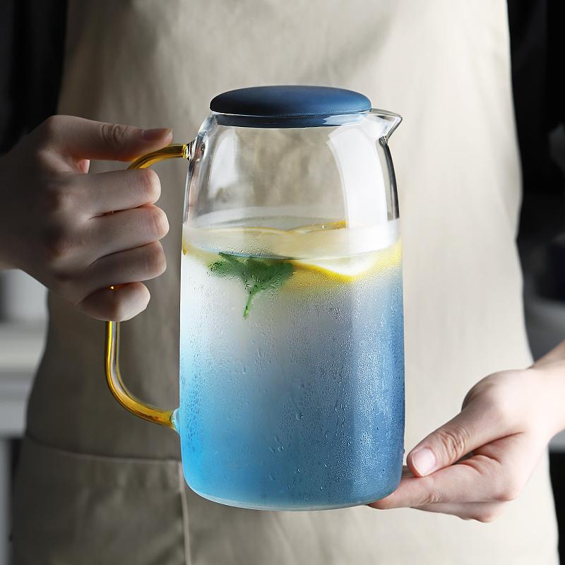Изображение товара: Большой кувшин для воды, стеклянный кувшин для воды для домашнего использования, чайник, стеклянный кувшин для воды с ручкой для кипячения, холодной посуды, стеклянный кувшин
