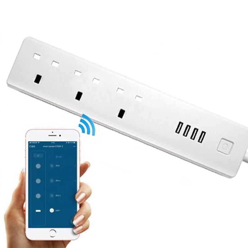 Изображение товара: WiFi Smart power Strip Защита от перенапряжения с AC Разъем для usb-порта умный дом переключатель управления совместим с Alexa Google Assistant