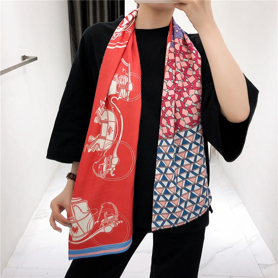 Изображение товара: 160 см роскошный брендовый дизайнерский саржевый шарф двухслойный женский шарф модный галстук шейный платок шелковые шарфы и накидки для женщин