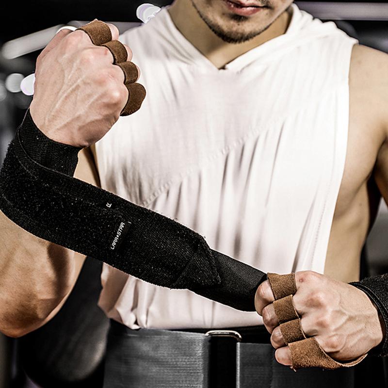 Изображение товара: Перчатки для тяжелой атлетики, фитнеса с накидной повязкой на запястье, ручки с полной защитой ладони, для кроссфита, для тяжелой атлетики, тренировочные перчатки для силовой атлетики