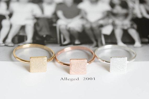 Изображение товара: Shuangshuo Bobo геометрическое квадратное кольцо для женщин кольца хиппи рок простое Золотое кольцо женские кольца рождественские подарки женское металлическое кольцо
