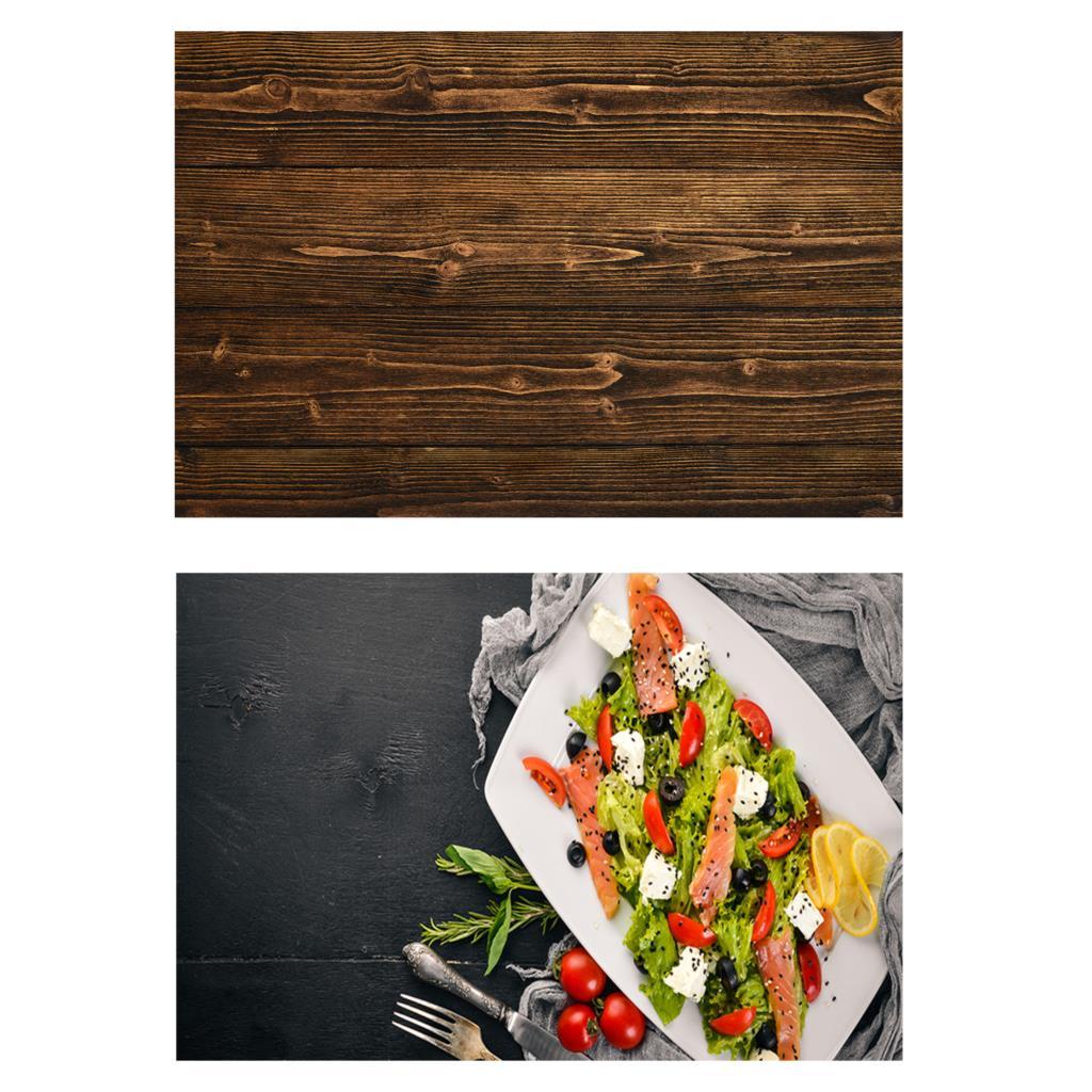 Изображение товара: Двусторонний фон для фотосъемки с изображением коричневого дерева и цемента, винтажный фон в деревенском стиле для фотосъемки еды