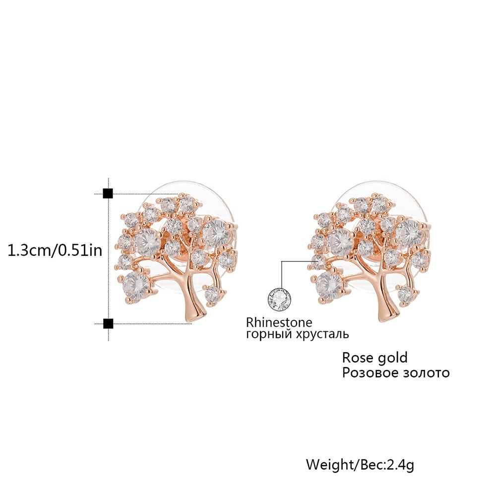 Изображение товара: Маленькие женские серьги-гвоздики с серебряным покрытием, милые корейские серьги с блестящим кристаллом из циркония в форме Древа Жизни, модные ювелирные изделия 2020, оптовая продажа