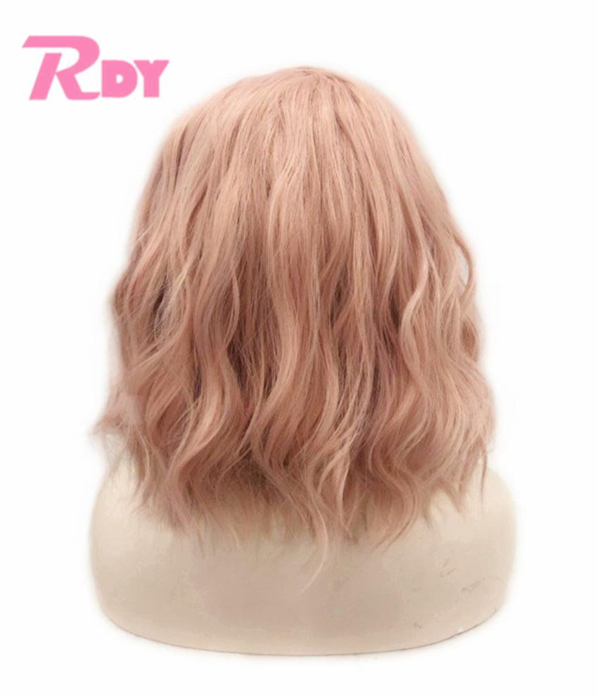 Изображение товара: Парик RONGDUOYI для женщин, короткие искусственные волосы, 12 дюймов, оранжевые, розовые, натуральные волны, с боковой частью