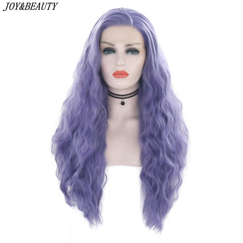Изображение товара: JOY & BEAUTY 26-дюймовый фиолетовый синтетический кружевной передний парик длинный кудрявый женский парик из термостойкого волокна черного и белого цвета