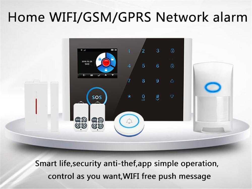 Изображение товара: 2,4 дюймов wifi + GSM + GPRS охранная сигнализация Домашняя безопасность PIR сенсор приложение дистанционное управление