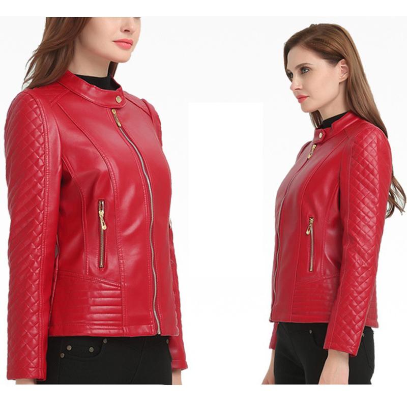 Изображение товара: Модная короткая женская куртка из искусственной кожи для женщин среднего возраста, Осень-зима, мотоциклетная кожаная куртка, тонкое теплое пальто, верхняя одежда 2020