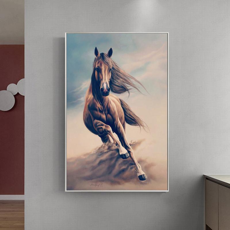Изображение товара: Картина маслом с абстрактным животным на холсте, постеры и принты, картина с лошадью для гостиной, Декор без рамки