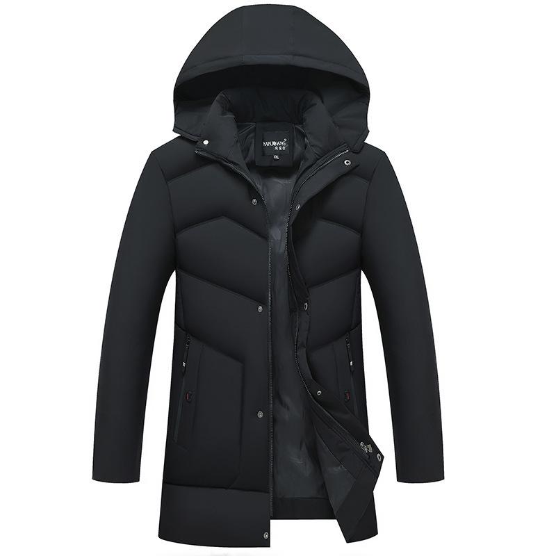 Изображение товара: Толстая Теплая мужская зимняя куртка, брендовая повседневная куртка, тонкая, Прямая поставка, длинные пальто с капюшоном, мужская одежда